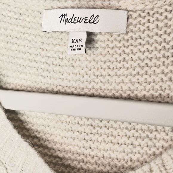 Madewell Open-Side Bobble Pullover Cream Chunky Wool Sweater Sz XXS - Picture 11 of 13